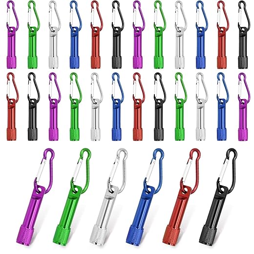 30-Pack Mini Carabiner Keychain LED Flashlights