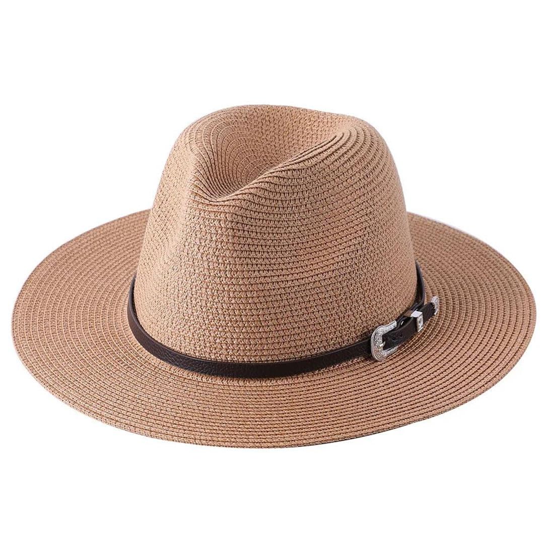 Cappello da donna in paglia per genitori e figli, per cappelli da spiaggia Panama Jazz, Pnnrk, 6 7/8-7 1/8