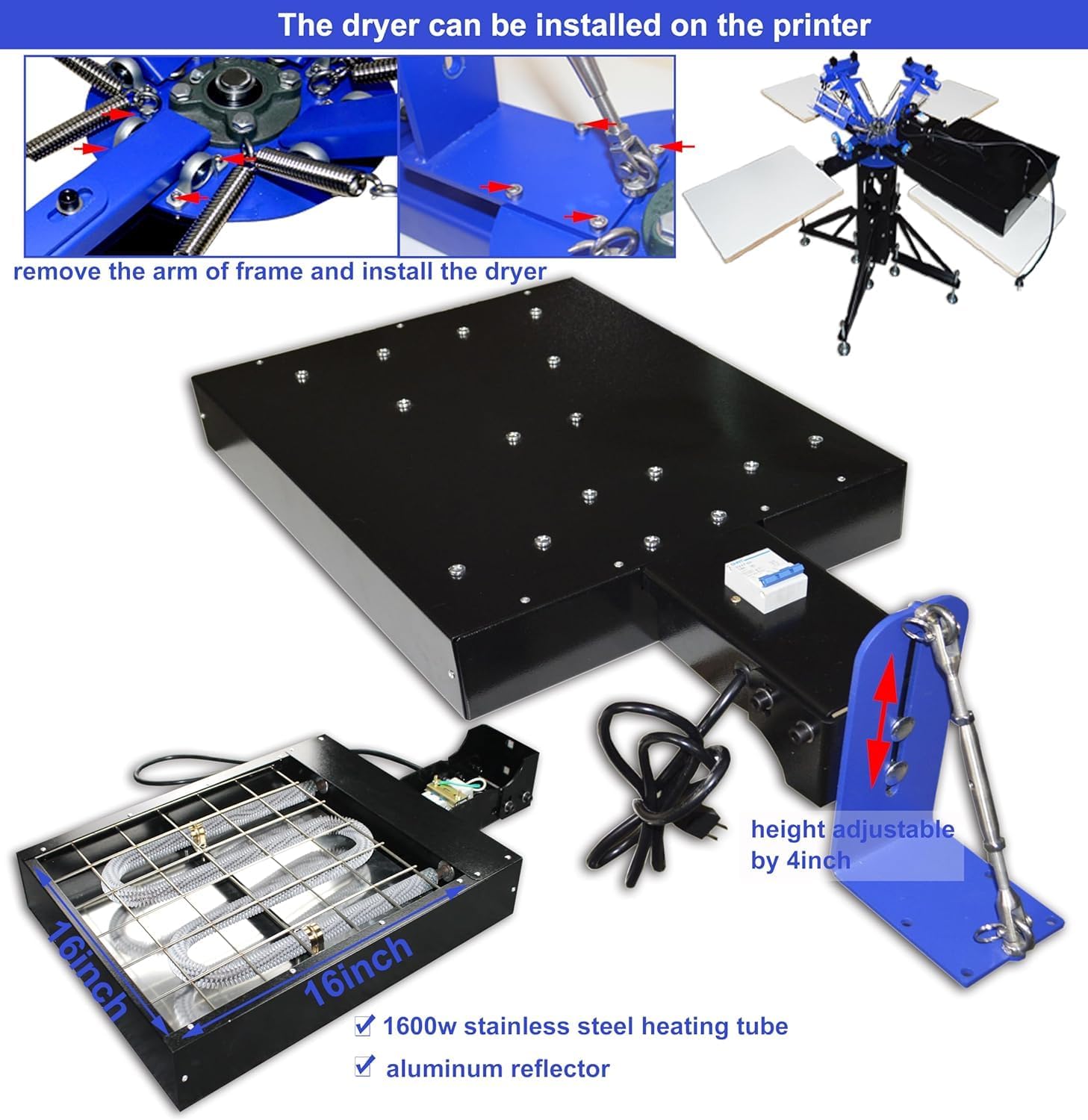 Floor-Standing Four-Color Four-Station Dual-Rotary Screen Printer, Four-Color Four-Station Screen Printer Kit