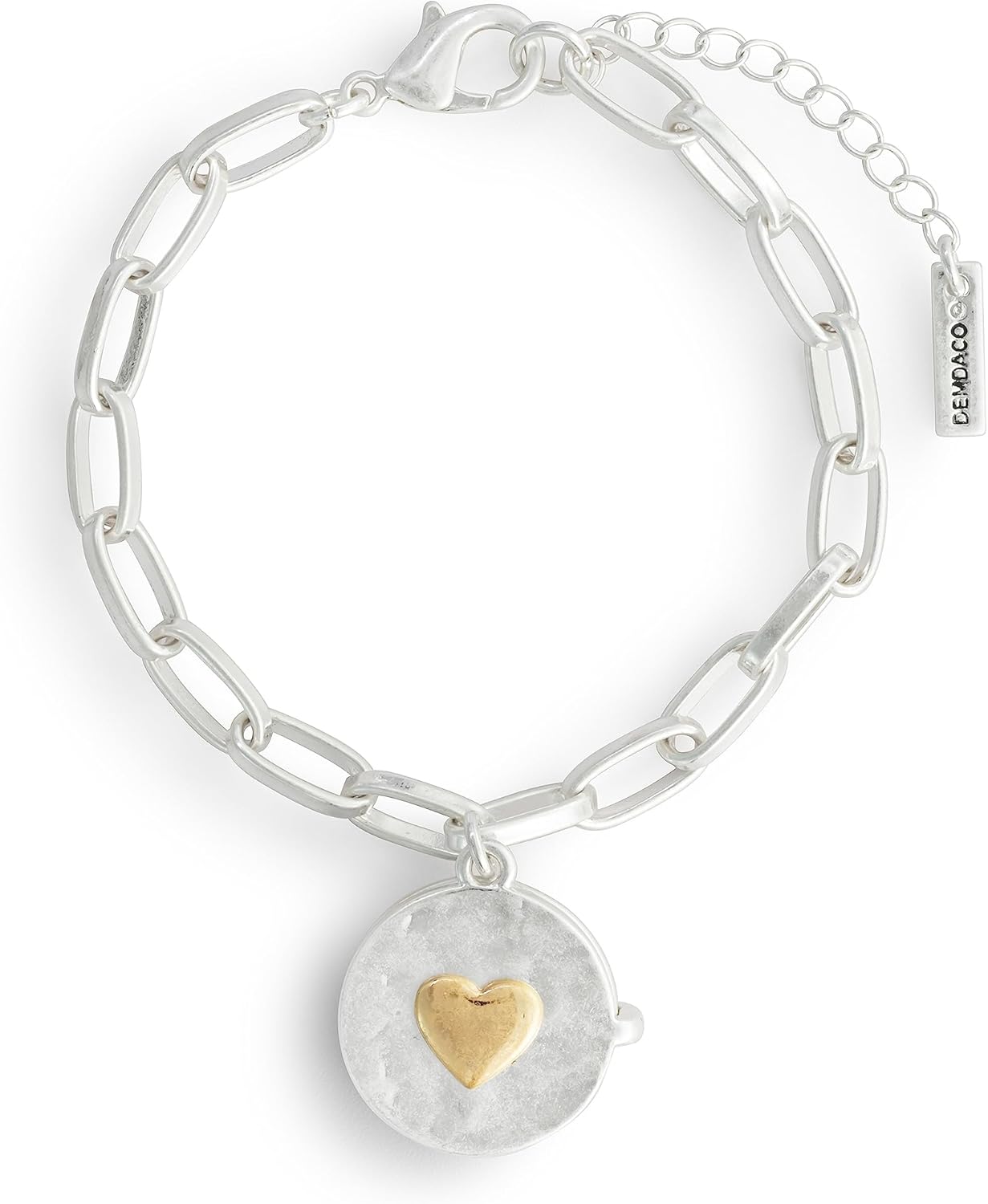 DEMDACO Love You Womens 7 Inch Plus Extension Brass Adjustable Chain Boxed Charm Locket Bracelet