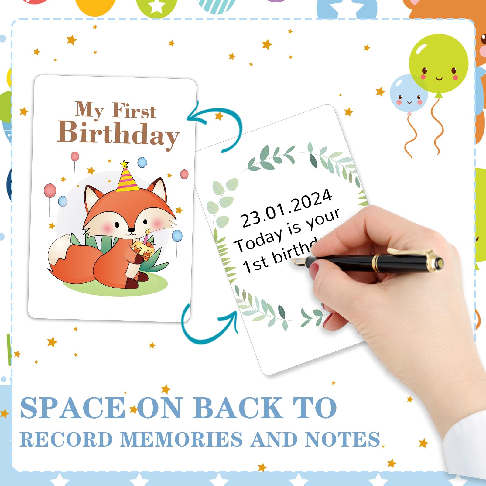 HOWAF Baby Milestone Cards - Monthly Cards for New Parents Boy & Girl Newborn Gifts, Pregnancy Keepsake, Multicolor - Image 3