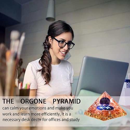 Miniatura 5 de Pirámide de orgón, cristales curativos de amatista, pirámide, decoración de oficina para mujer, decoración de escritorio, decoración de estantes,