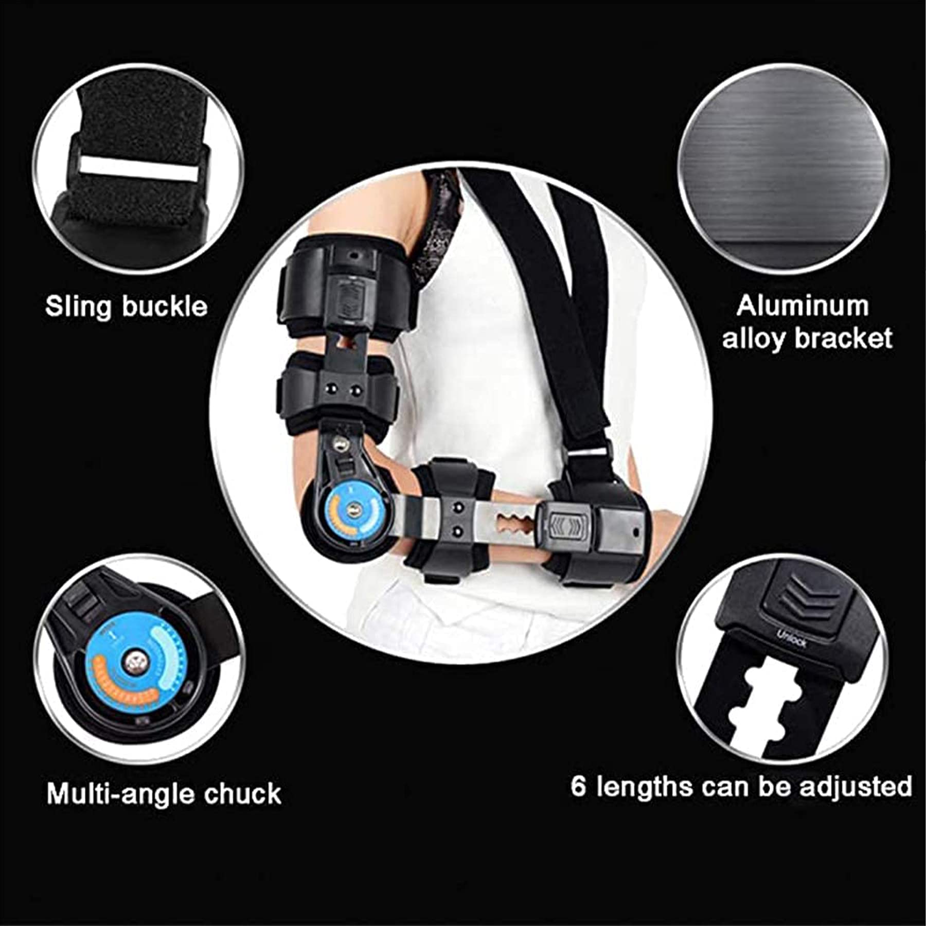 Orthosis Fijador Codo para Antebrazo Fijación de Fractura Articulación del Codo Corrector de órtesis de Rehabilitación de Fractura de Codo Transpirable Ajustable para Hombre Mujer,Left