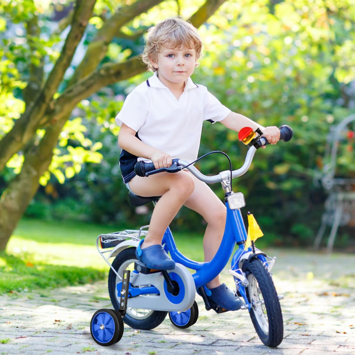 1 Paia Ruote Ausiliarie per Biciclette per Bambini, Rotelle Bicicletta Universali, Rotelle Regolabili Laterali per Biciclettas, Training Wheels per 12-20 Pollici Biciclettas (Blu) - 4