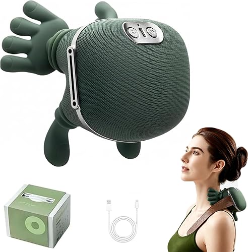 Masajeador de cuello con dedos, masajeador térmico biónico, masajeador de cuello y hombros, masaje eléctrico inalámbrico portátil Shiatsu 4D, diseño