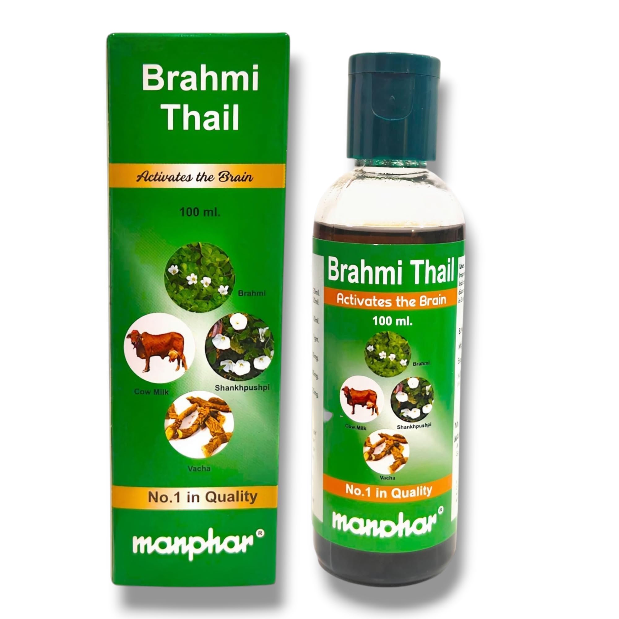 ayurvedic brahmi thail 100ml | herbal brain & hair oil | with brahmi, shankhpushpi, jatamansi, yastimadhu & vacha | infused in cow milk & sesame oil | supports memory, focus & healthy hair
