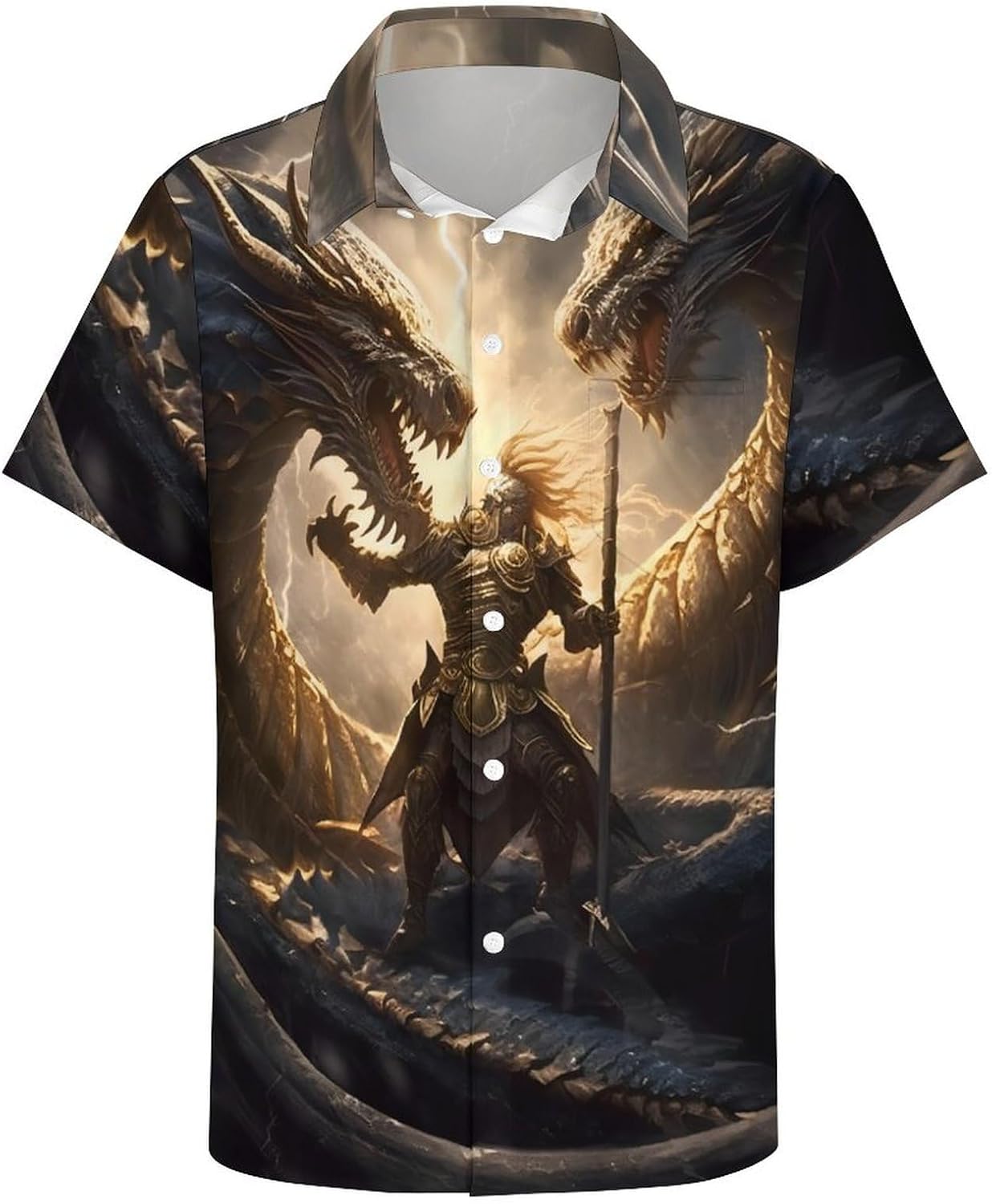 Hawaiian Dragon Shirt for Men Short Sleeve Aloha Beach Shirt Animal Summer Casual Button Down Shirts - Image 4