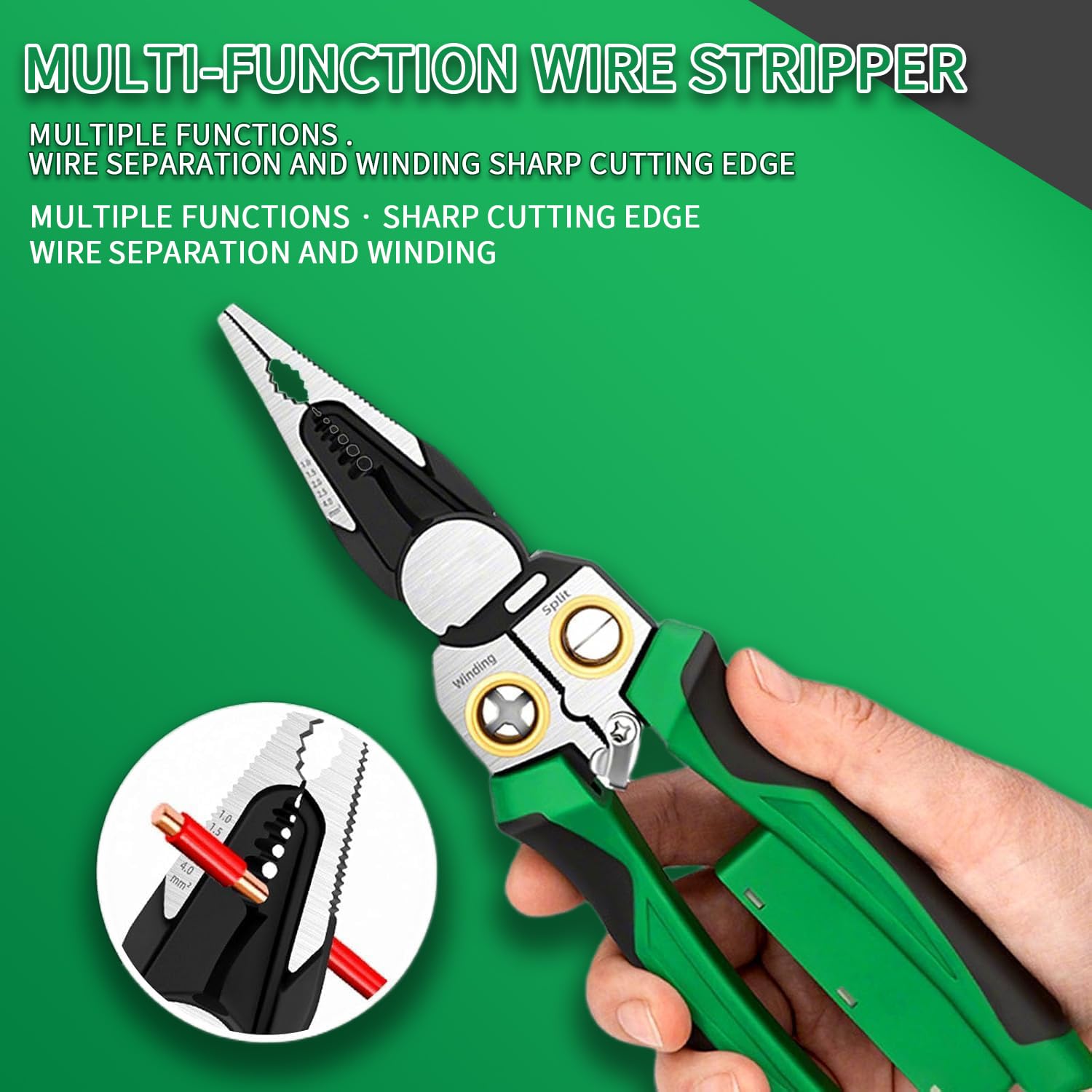 8 in 1 Electricians Pliers, Precision Electrical Cable Stripper Cutter Crimper Pliers - Image 3