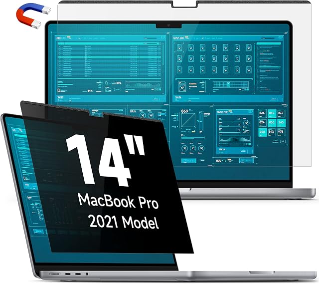 Magnetic Privacy Screen for MacBook Pro 14 Inch 2021 M1 Pro/M1 Max A2442, Easy On/Off Removable Laptop Privacy Screen Filter, Anti Glare Blue Light Screen Protector for MacBook Pro 14" M1