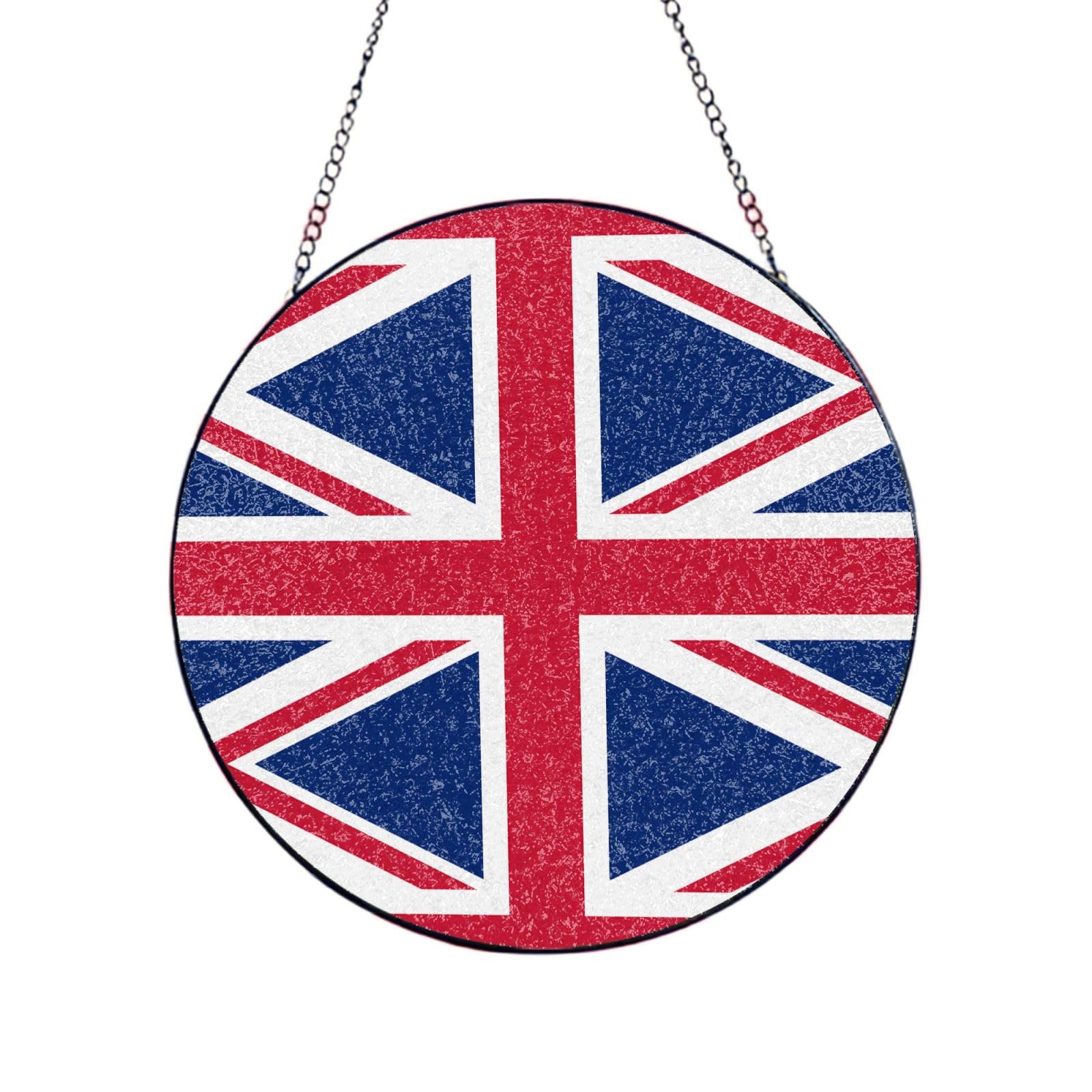 Poezjzw Stained Glass Window Hanging - British Flag Sun Catcher For Door Garden Home Decor Christmas Mother'S Day Birthday Gifts 10in（25cm）