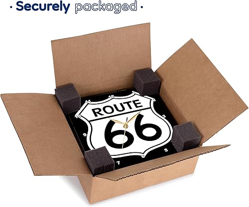Miniatura 7 de 3dRose DPP_110012_1 Route 66, reloj de pared blanco y negro, 10 x 10 pulgadas