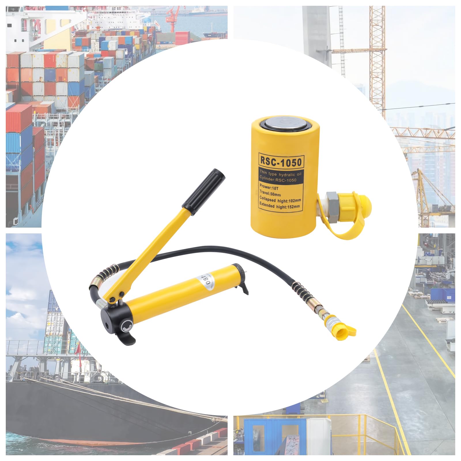 Kit de gato hidráulico de 10 toneladas con ariete de potencia + bomba hidráulica manual CP-180, gato multisección, minicilindro hidráulico industrial de 2 pulgadas de carrera (gato hidráulico de 10