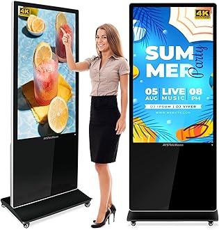 55 inch Digital Signage Displays, 4K LCD Touch Screen Floor Standing Digital Signage, Indoor Digital Adverstising Kiosks with HDMI Input, Android 11(2+32GB)