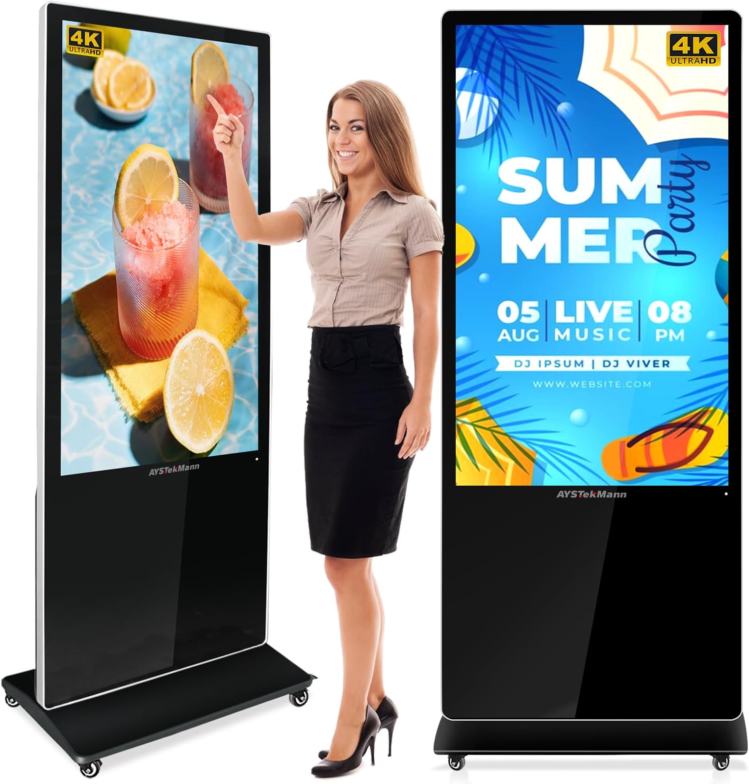 55 inch Digital Signage Displays, 4K LCD Touch Screen Floor Standing Digital Signage, Indoor Digital Adverstising Kiosks with HDMI Input, Android 11(2+32GB)