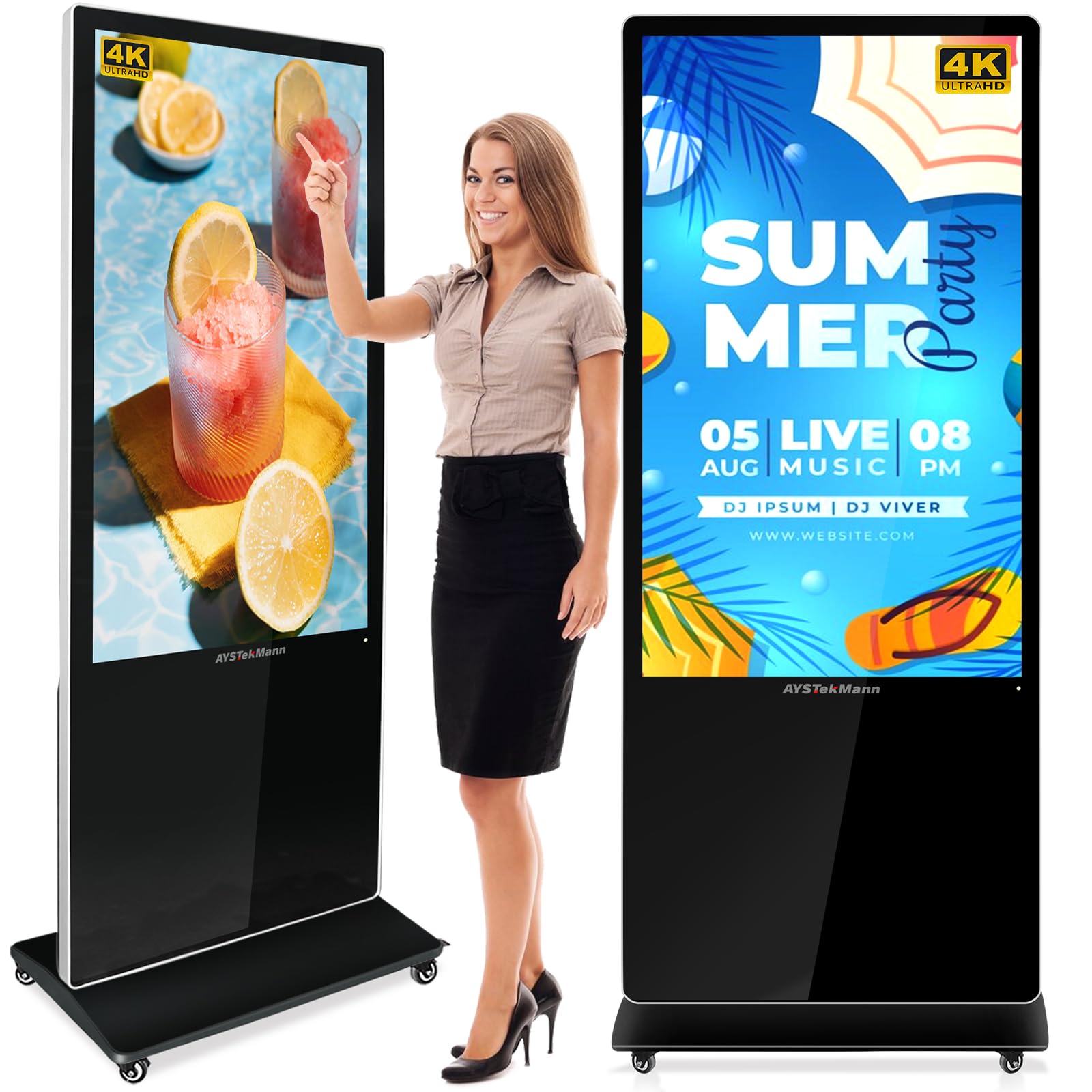 55 inch Digital Signage Displays, 4K LCD Touch Screen Floor Standing Digital Signage, Indoor Digital Adverstising Kiosks with HDMI Input, Android 11(2+32GB)
