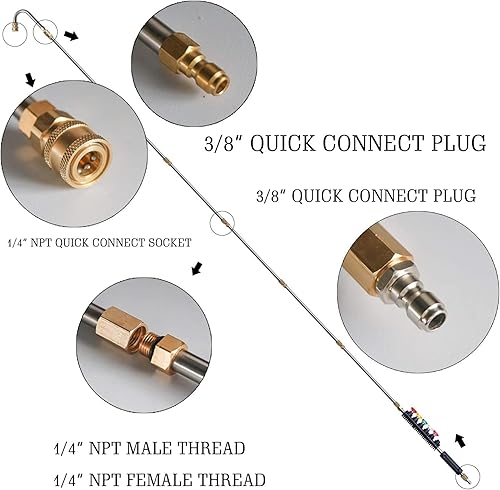 Miniatura 3 de Xiny Tool Varita de extensión para lavadora a presión, paquete de 10 lanzas de lavadora eléctrica con 5 puntas de boquilla de atomización, 1