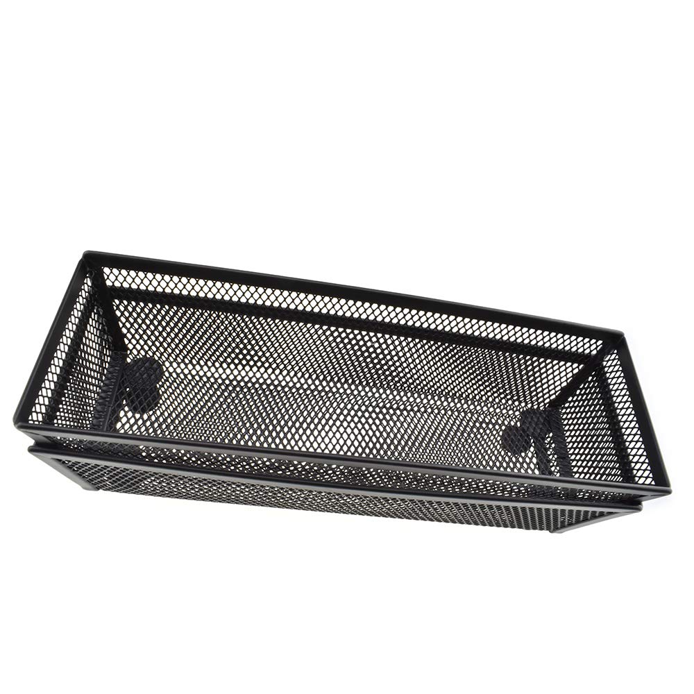 HAHIYO Stackable Mesh Tray Cup 9 x 3 x 2 inches Sturdy Container for Desk Drawer Organizer Collection for Home Office School Kitchen Soft Foam Feet No Sharp Edges 2 Pack Black