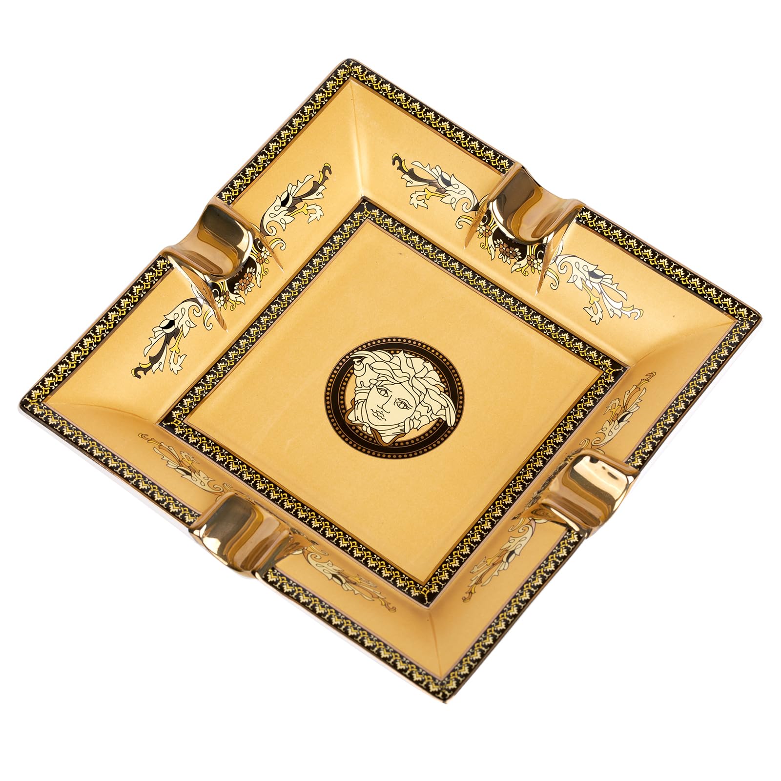 Tabletop Ashtray Tabletop Ashtray Cigar and Cigarette Ashtray for Indoor or Outdoor Patio/Indoor/Home Decor with 4 Resting Cigars and Cigarette Holder