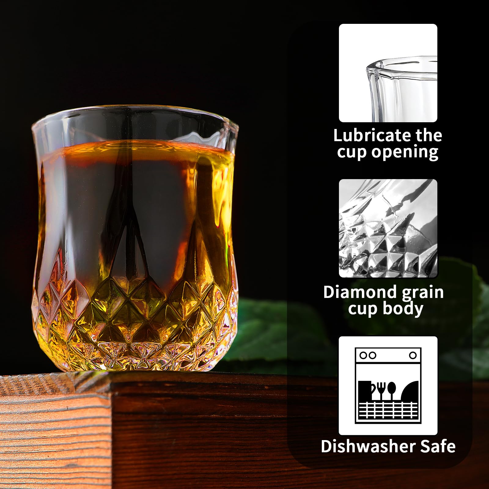 Lot de verres à shot élégants de 710 à 42,5 g - Motif diamant - Pour whisky, vodka, tequila, sherry, brandy cordial - Pour fêtes, bars
