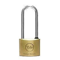 YALE Lucchetto in ottone Y1130060080X, larghezza corpo 60 mm, arco lungo in acciaio carbonitrurato da 31 mm, con anello in gomma e doppio sistema di chiusura