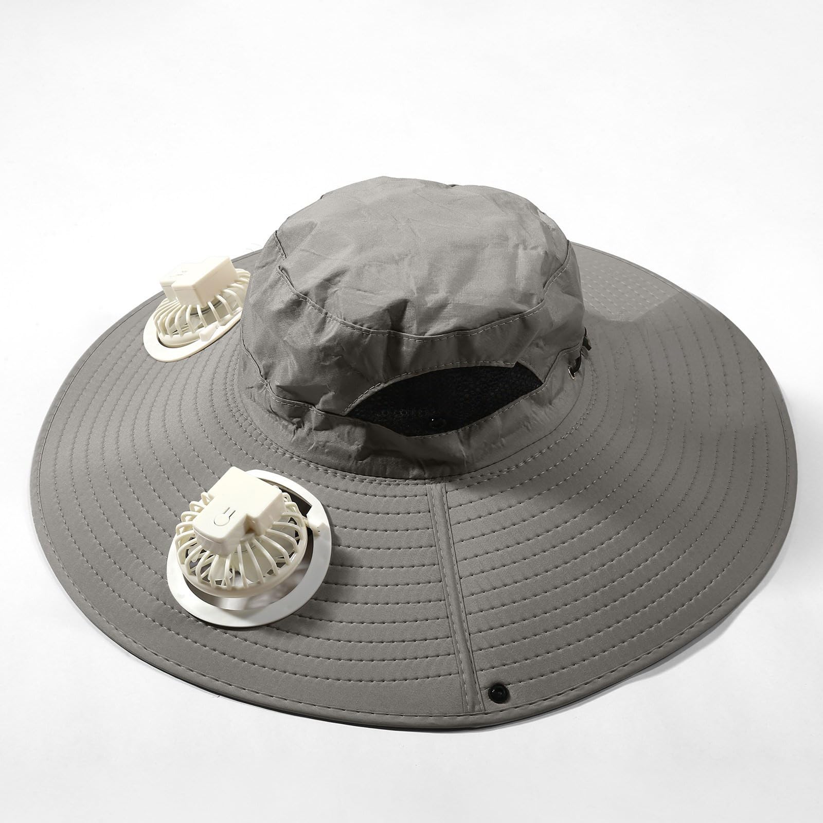 Cappello da Sole Estivo da Uomo con Tesa Larga, con Ventola di Ricarica Solare Staccabile e Ricarica USB Integrata, Cappello da Arrampicata e Pesca (Due Stili di Ventola)