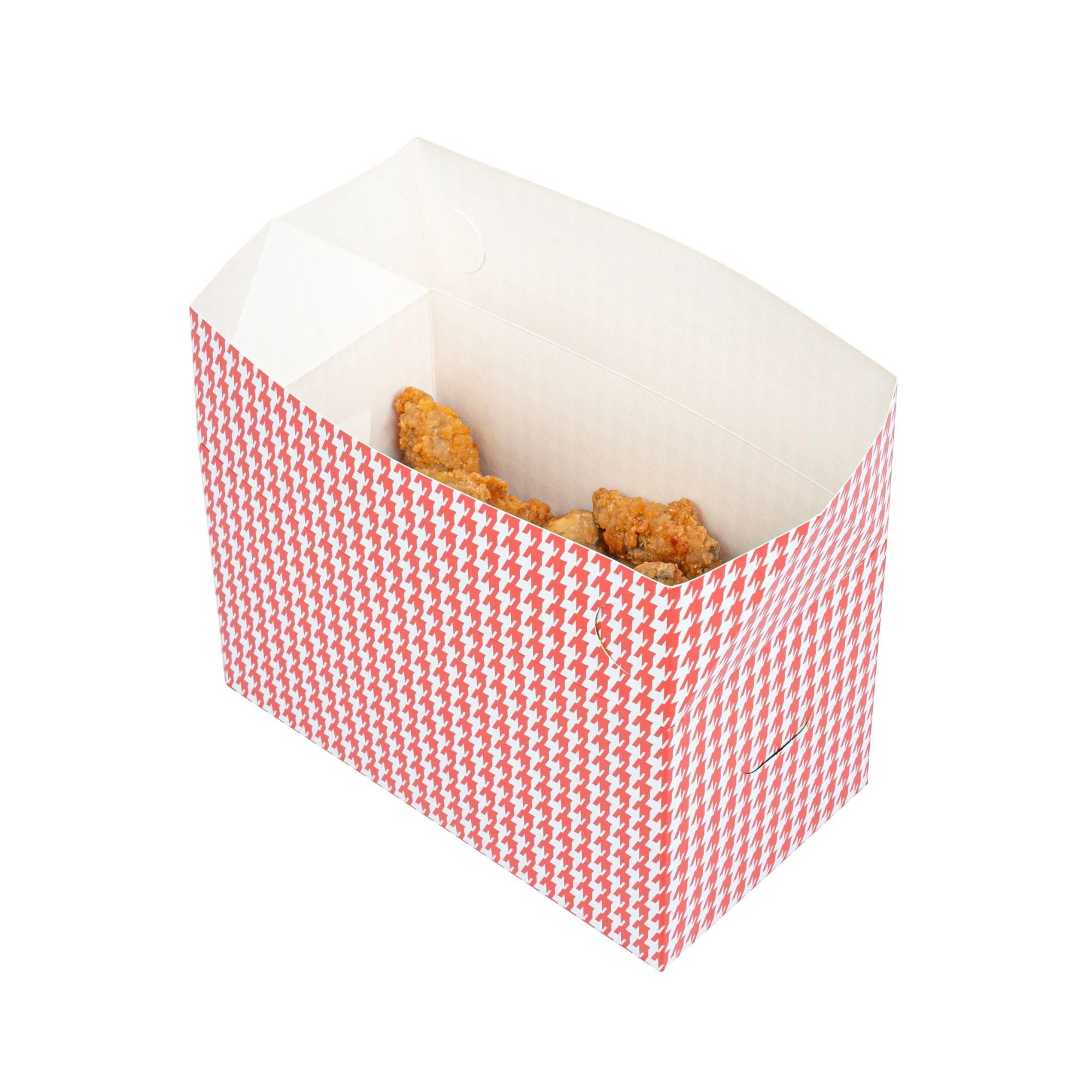 Bio Tek - Cajas para llevar de 80 onzas, 100 recipientes rectangulares para alimentos, cierre superior rápido, desechables, contenedores de papel de pata de gallo rojo, para hamburguesas o pollos