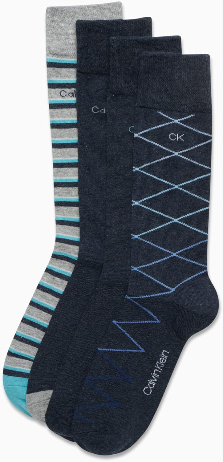 Calvin Klein Mens Crew Socks - 4 Pack Soft Cotton Blend Cushioned Crew Dress Socks for Men, for Formal, Casual and Work Wear - Image 4