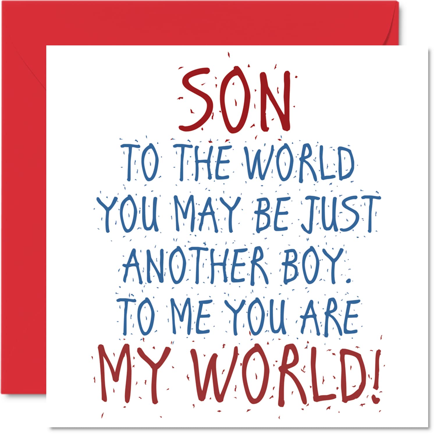 Stuff4 Lovely Birthday Cards for Son - Son You Are My World - Happy Birthday Card from Father or Mother, Son Birthday Gifts, 145mm x 145mm Son Birthday Card, Son Greeting Cards Gift for Men and Boys