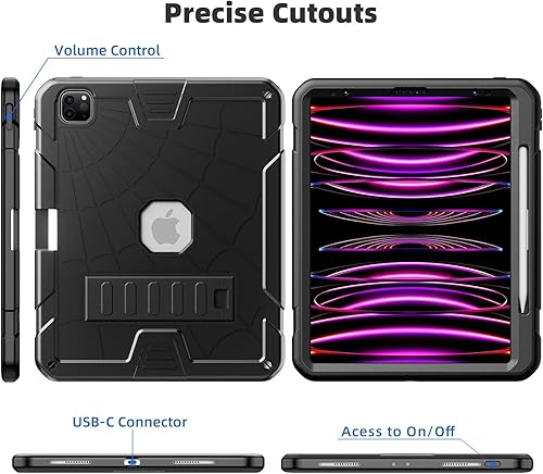 Miniatura 6 de TSQQST Funda para iPad Pro 12.9 de 6 generación 2022 con protector de pantalla  Protección de cuerpo completo a prueba de niños con soporte para