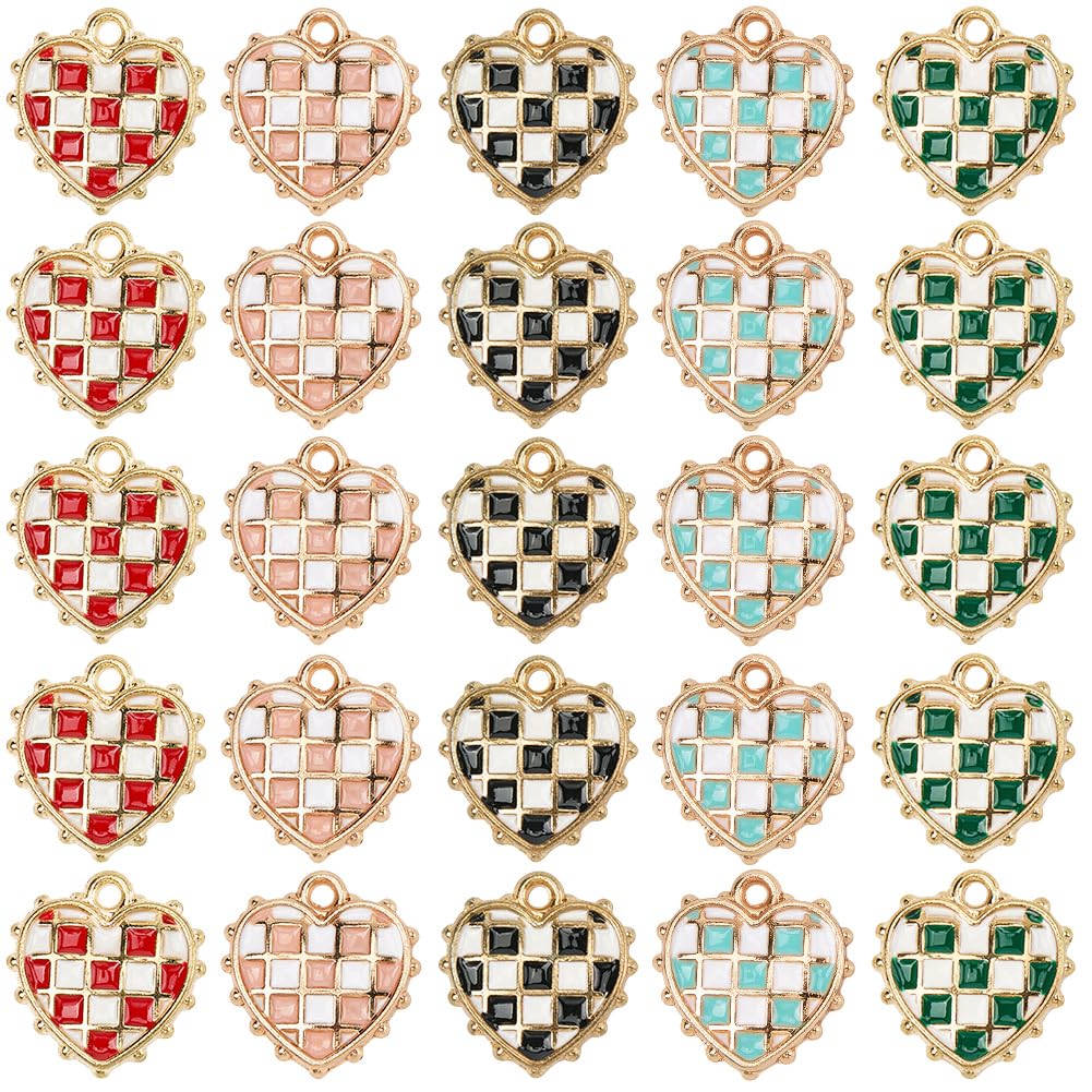 Breloques à carreaux style dessin animé pour ateliers bijoux du week-end