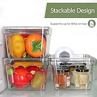Vista 4 de MOONEDGE Clear Plastic Storage Bins with Lids and Handles – Stackable Organizer Containers for Fridge, Kitchen, Pantry, Bathroom, Closet, Laundry