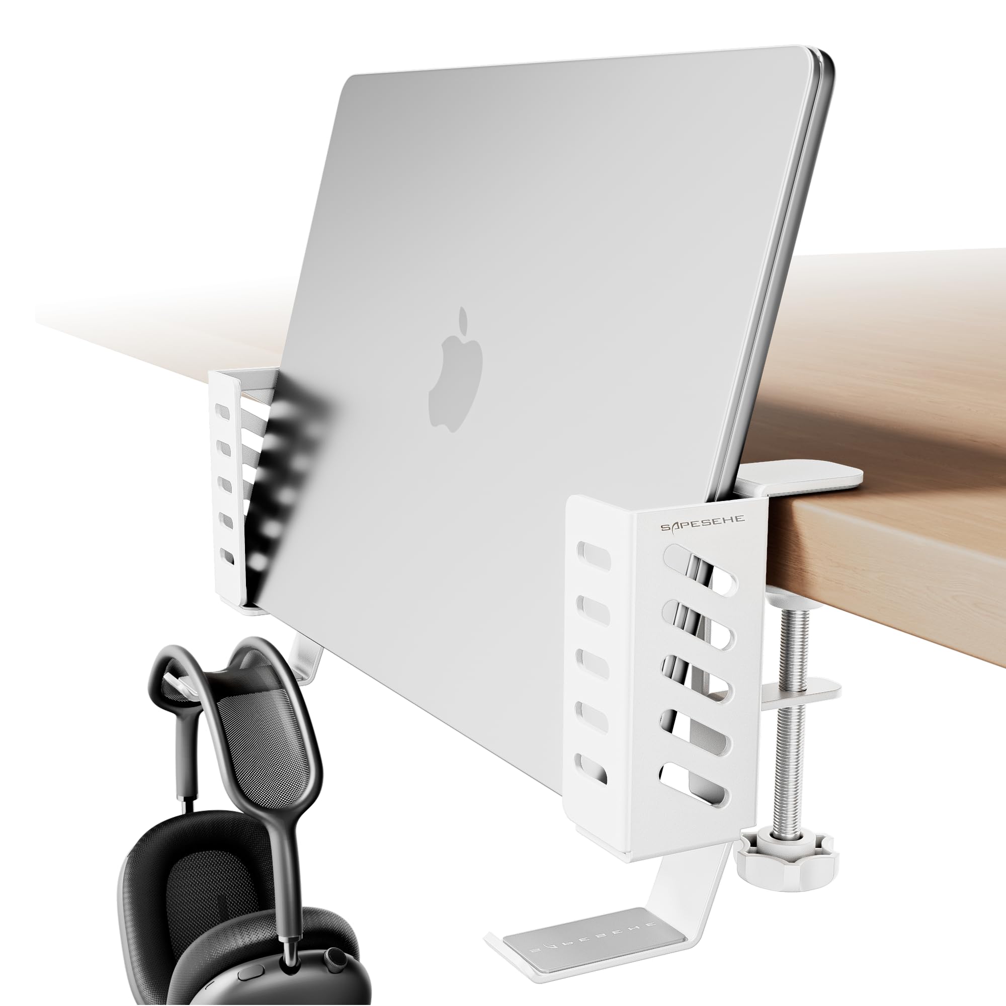 Desk Side Laptop Holder, Desk Side Storage, No Drill Side Desk Organizer, Side Desk Laptop Mount, Tablets Hanging Holder, Clamp on Desk Organizer for