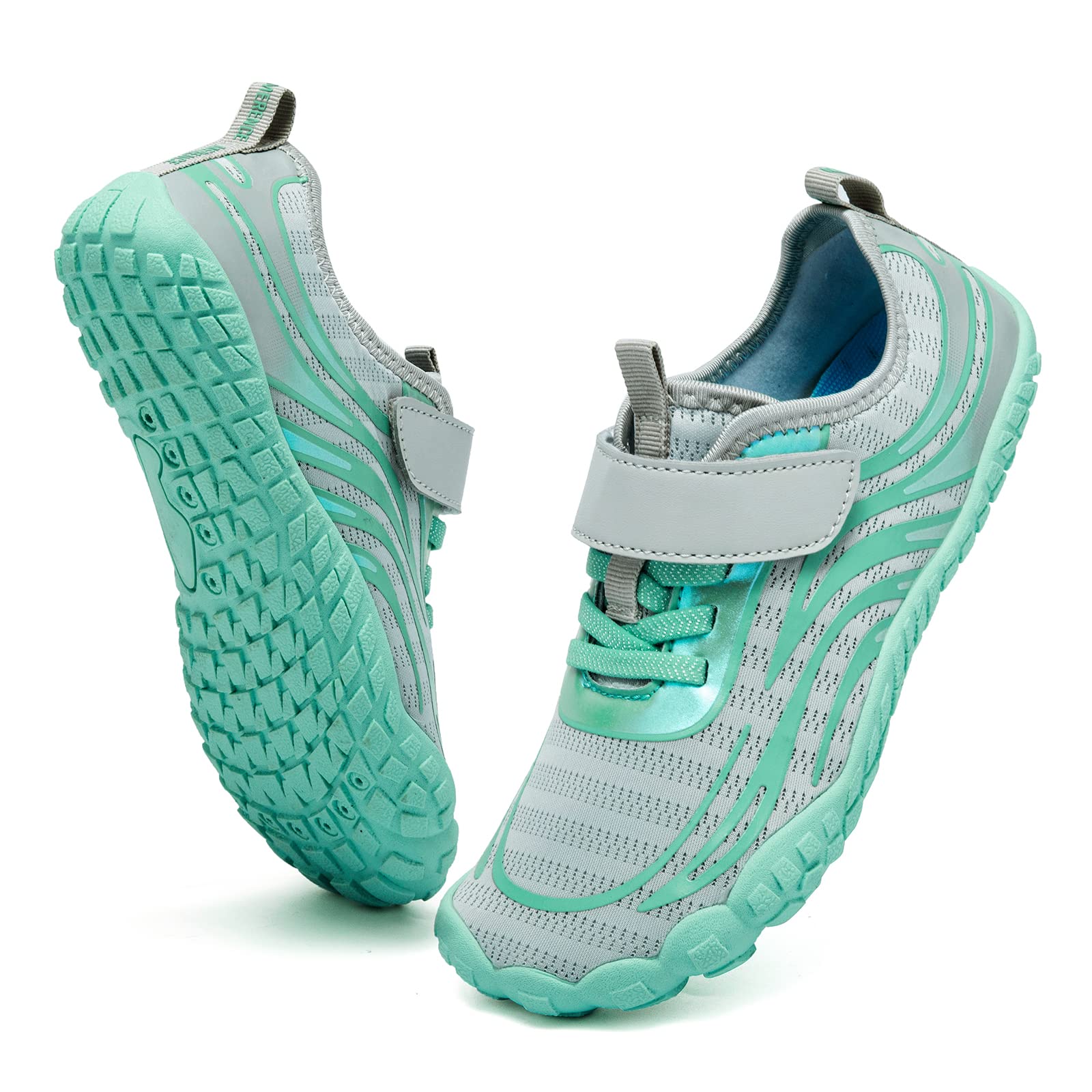 Kids Boys & Girls Water Shoes Lightweight Comfort Sole Easy Walking Athletic Slip on Aqua 5 Toe Sock(Toddler/Little Kid/Big Kid) U221WZ546.SA-Grey-34