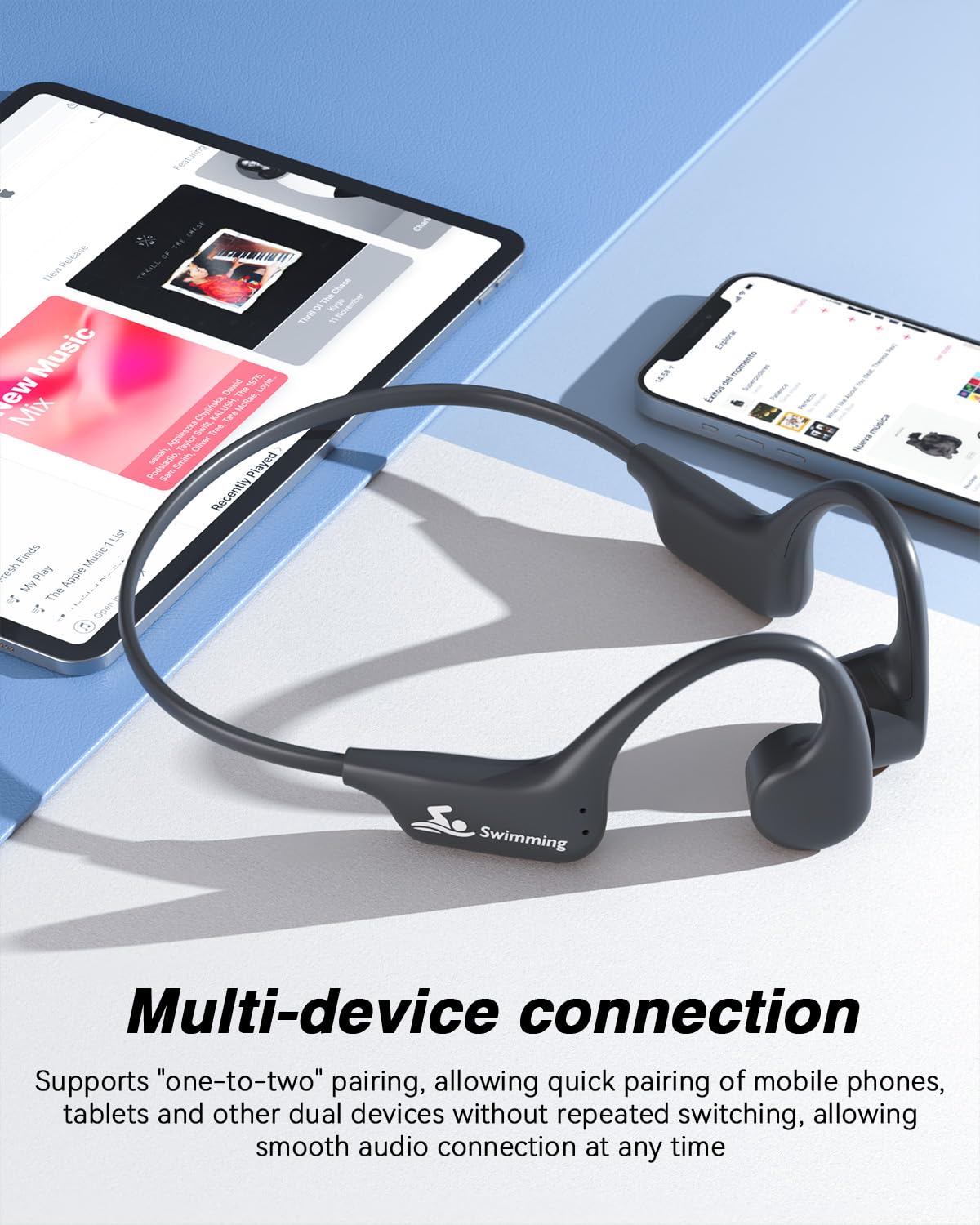 ANSTEN Auriculares Natación Conducción Ósea | IPX8 Auriculares para Nadar Impermeables con Bluetooth 5.4, MP3 Incorporado Memoria de 8 GB para Nadar Correr Ciclismo