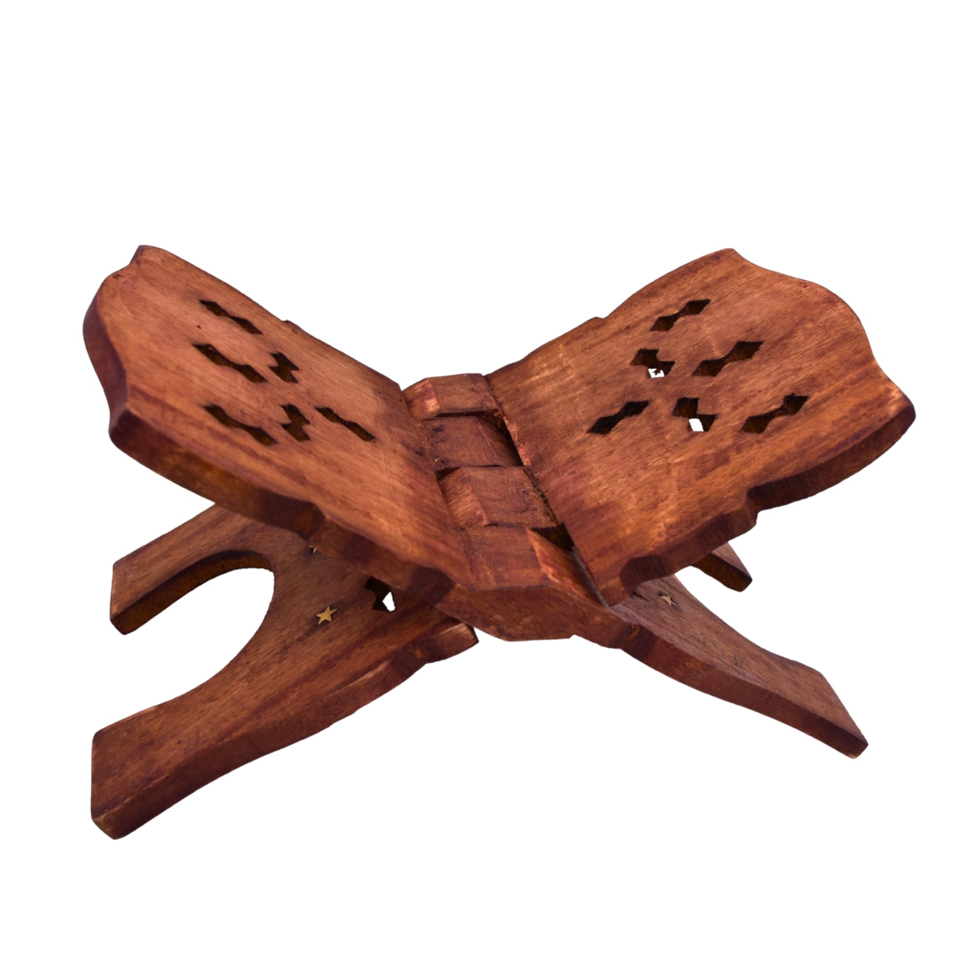 Puja Samagri Stand Handcrafted Sheesham Wooden Holy Book Stand – Handmade Folding Rehal for Gita, Quran, Bible, and Religious Scriptures, 30 x 16 x 15 cm, Brown-image-3
