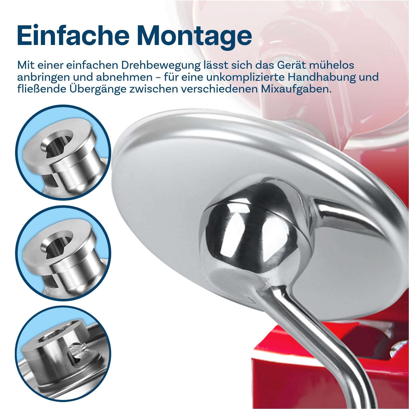 3er Zubehör Set aus Edelstahl für KitchenAid 4.3, 4.7/4.8L Artisan & Classic Serie Küchenmaschinen Zubehör von MMOBIEL – K45 6-Drahtiger Schneebesen, Flachrührer und Knethaken – Spülmaschinenfest