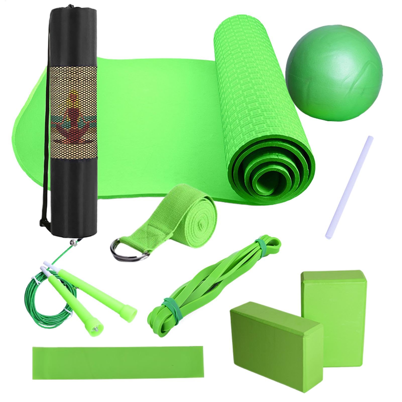 Yoga-Set für Anfänger, Trainingsmatte mit Yoga-Ball, inklusive Widerstandsband, Stretchband, Trainingsgerät für Pilates und Fitness
