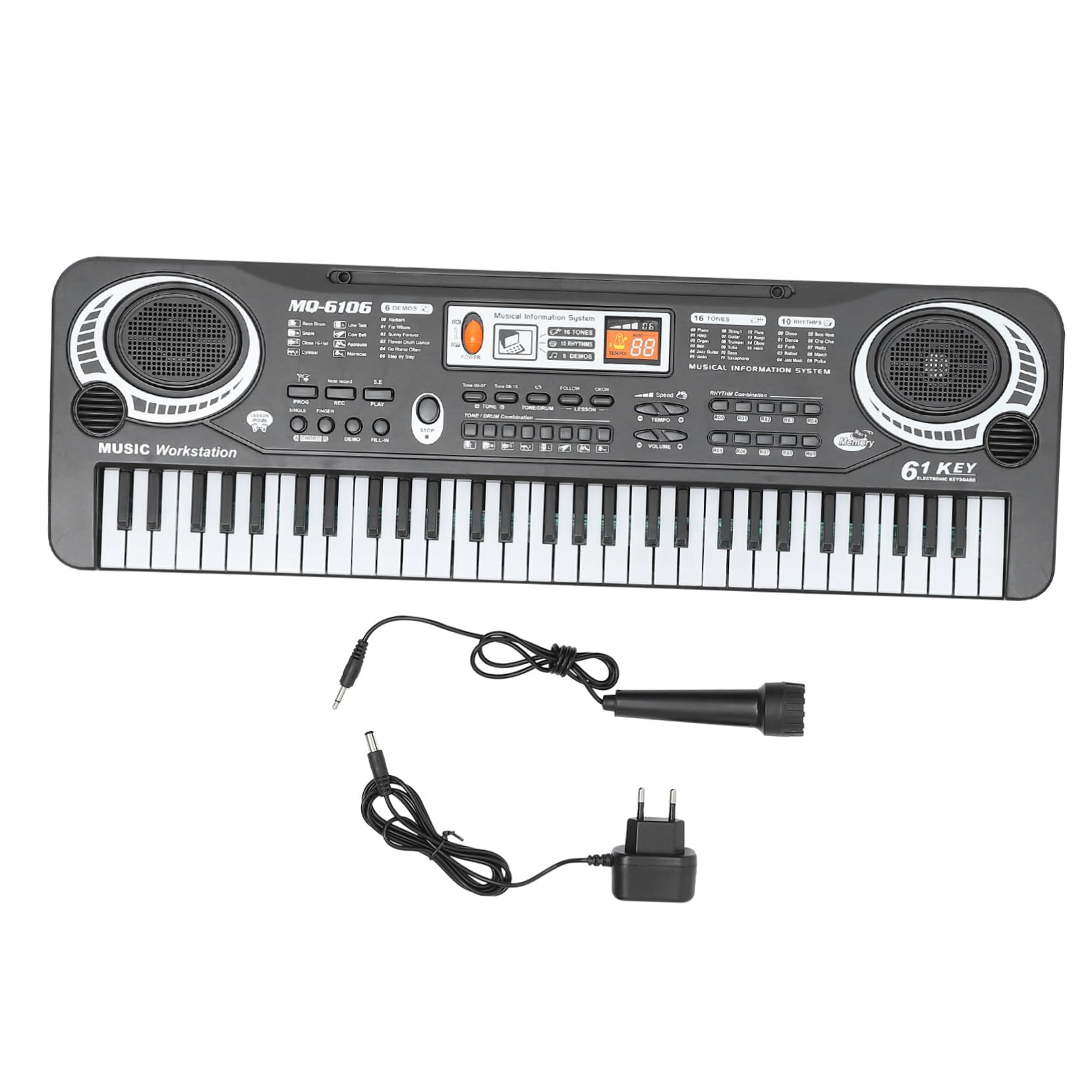 Tastiera Pianoforte Giocattolo 61 Tasti Abs per Ragazzo Ragazza | Gioco Didattico Musicale, Leggero e Facile da Trasportare, Riconoscimento Vocale, Colore Nero
