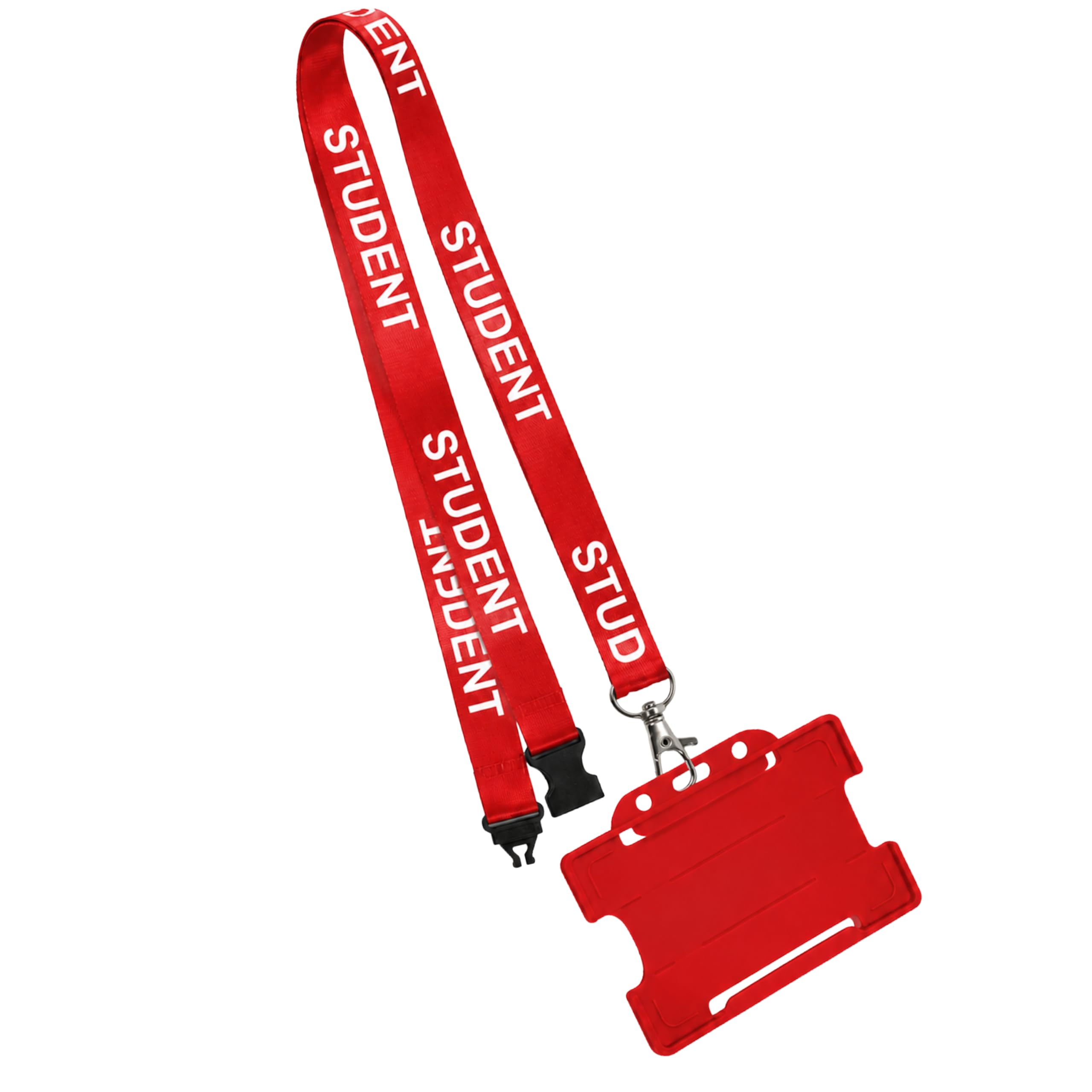 We Print Lanyards 10 Red Student ID Lanyards with Open Faced Card Holder, Safety Breakaway, Printed Student School Name Badge Lanyards for Schools, Colleges & Education Settings — image 1