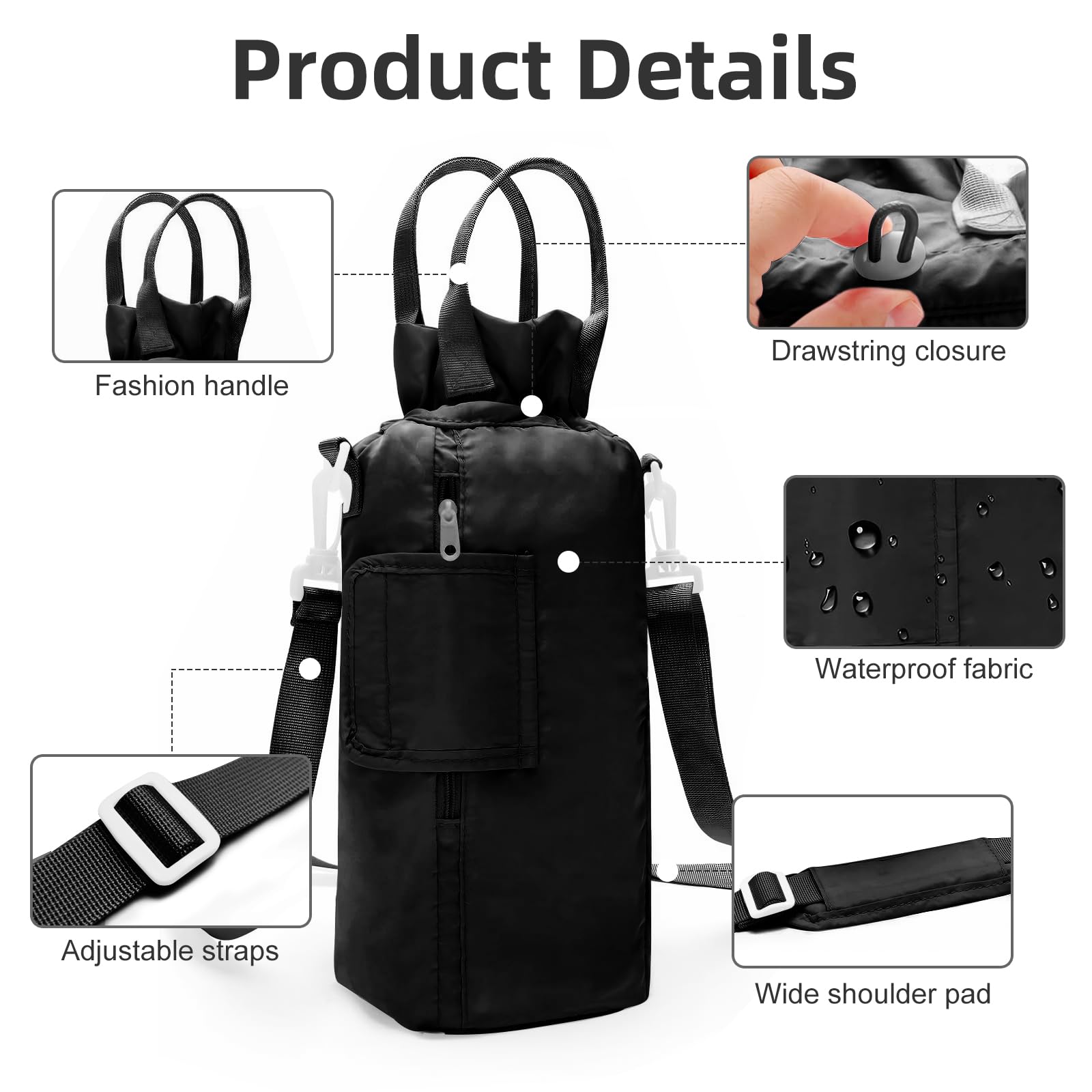 Sac Bouteille Champagne JNUYISW Sac De Transport Pour Bouteille D'eau, 40 Oz Porte Sac Stanley Cup