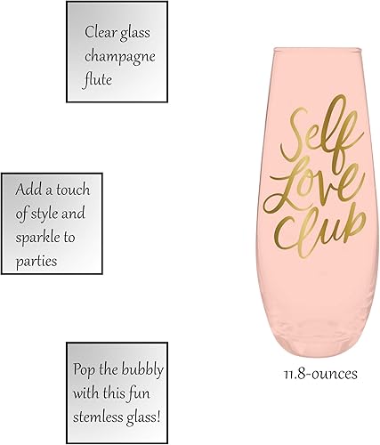 Miniatura 2 de Slant Collections Copa de copa de champán sin tallo, 1 unidad (paquete de 1), Self Love Club