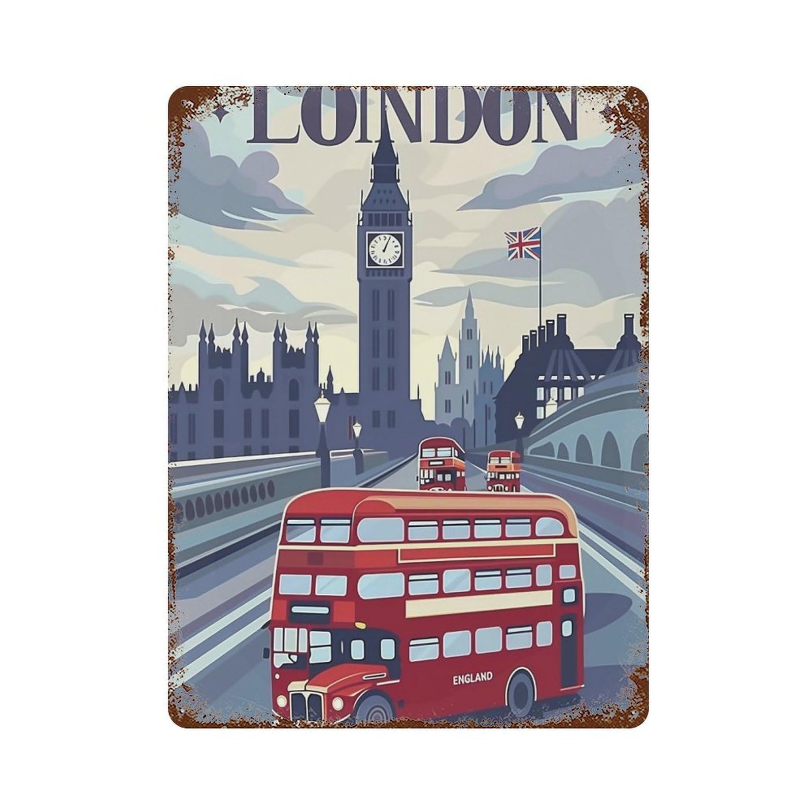 HDURYEYRYY London 02 Wall Retro Iron Vintage Art Metal Tin Sign Poster Modern Home Cofffee Club Art Bar Shop Decor 40x30cm