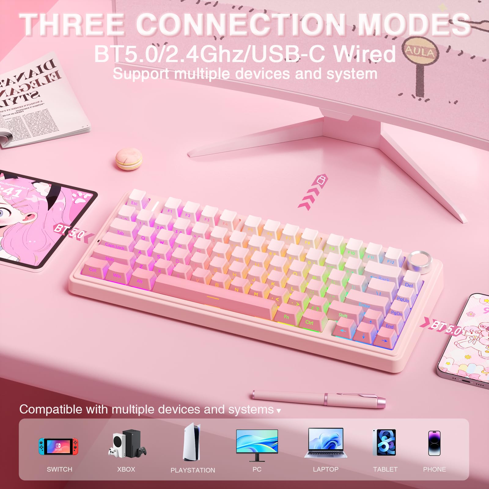 Amazon.co.jp: AULA F75 Pro ワイヤレス メカニカル キーボード