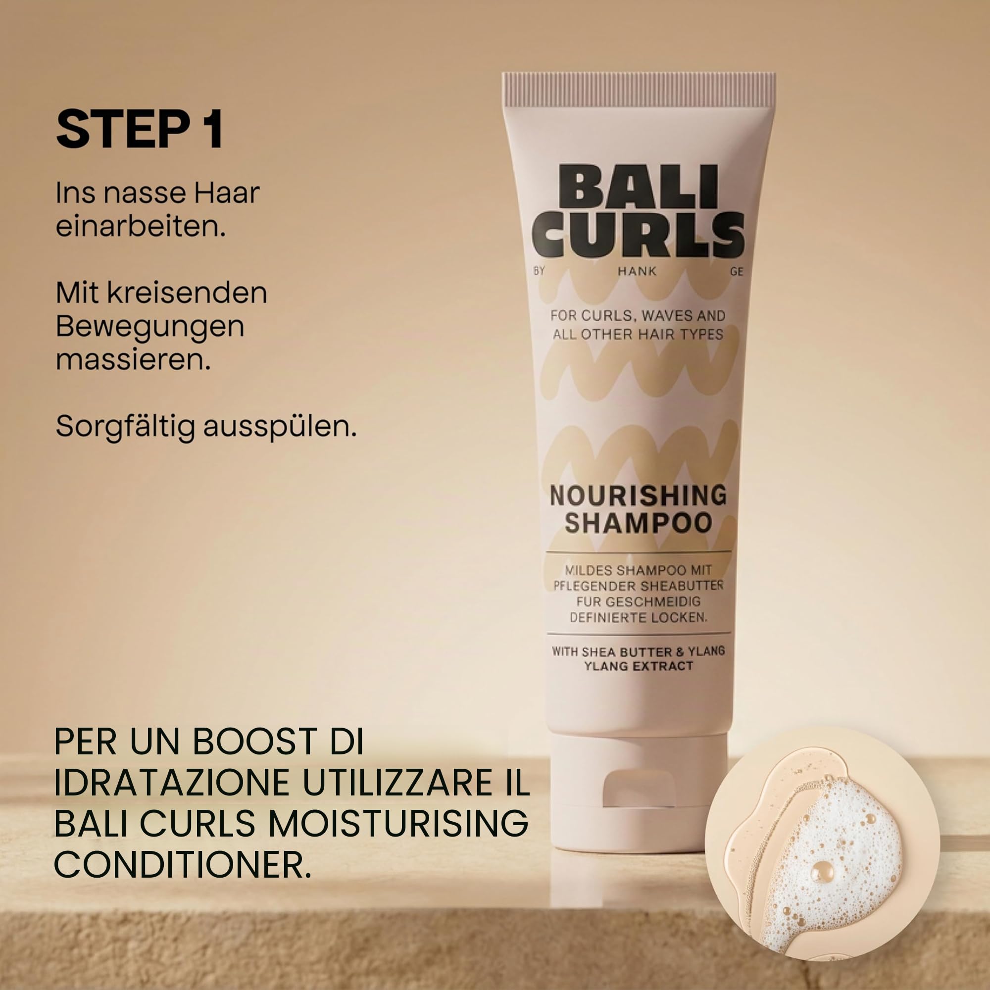 Bali Curls, set da 4 pezzi, dimensioni da viaggio per ricci sani e definiti – shampoo, balsamo, crema ricci & Defining Gel – Set di cura compatto per viaggi, palestra e viaggi