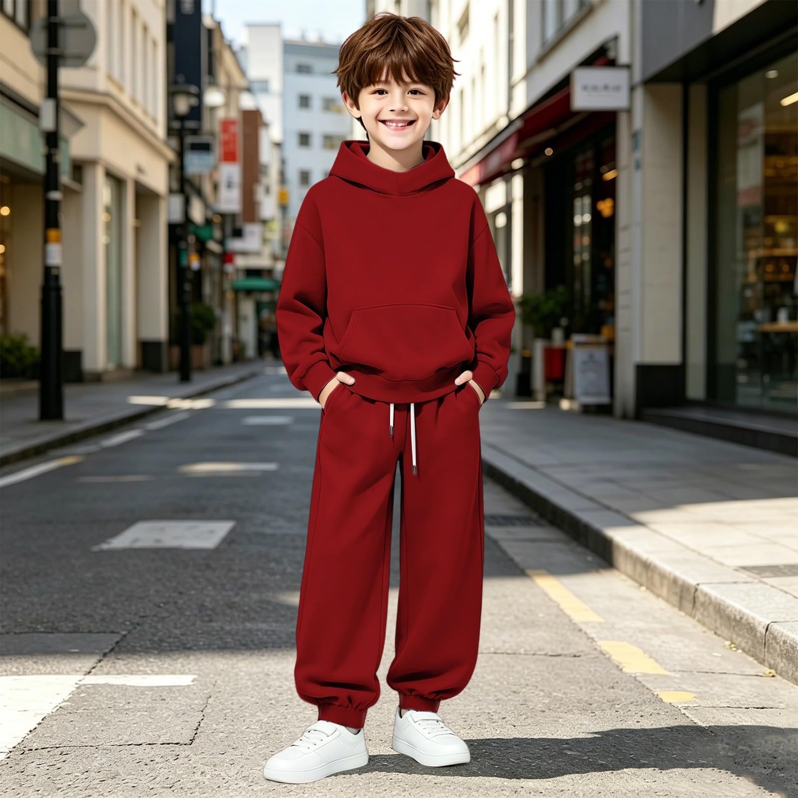 WINWUQB - Tuta da jogging da ragazza con cappuccio | Accogliente Scuola Sport 2 Pezzi Maglione Pantaloni Vacanza Autunno Inverno Casual Traspirante Bambini Tuta