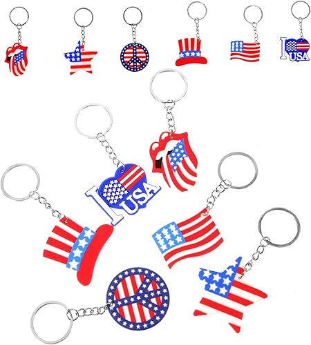CORHAD Bandera de Estados Unidos, 12 piezas, llavero para bolso, cartera, llavero, cartera, llavero, bolso, recuerdos, bandera de gel de sílice,