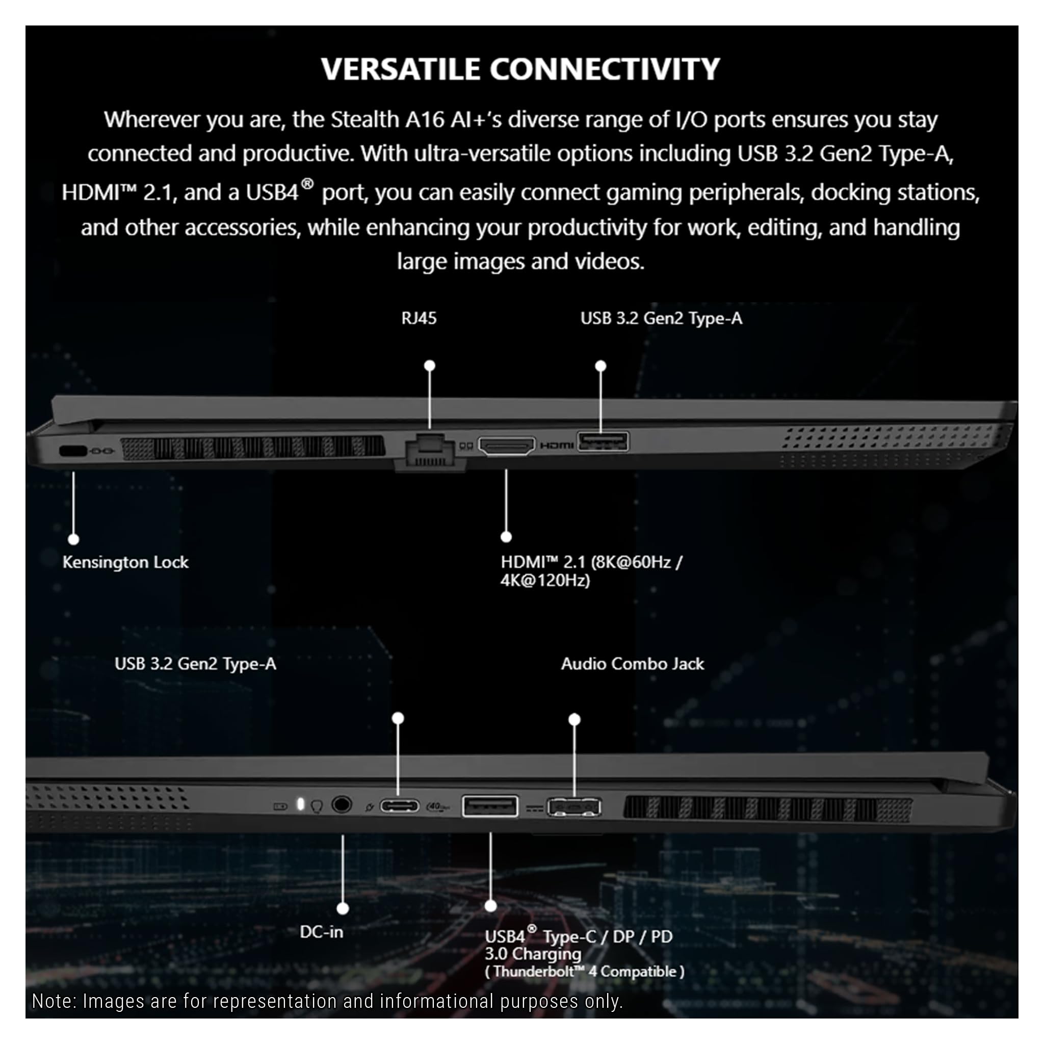 MSI Creator A16 AI+ Gaming Laptop, AMD Ryzen AI 9-365, 32 GB LPDDR5x RAM, 2 TB PCIe SSD, 16" QHD+ (2560x1600) Display, Nvidia G-Force RTX 4060, tastiera RGB per tasto, W11 Pro, grigio lunare