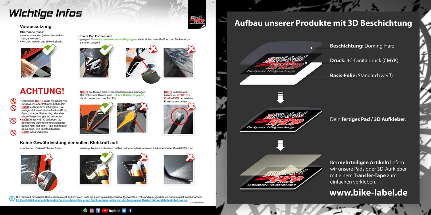 BIKE-label Protège-Réservoir 3D Moto Nid D'Abeille Rouge – Compatible Kawasaki – Protection Anti-Rayures Résistante Essence