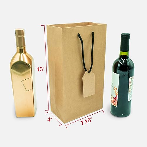 Miniatura 3 de TOHOKU PRIME Bolsa de regalo de vino doble a granel, 7.15 x 4 x 13 pulgadas, 24 bolsas de vino para dos botellas, 2 bolsas de vino para botellas