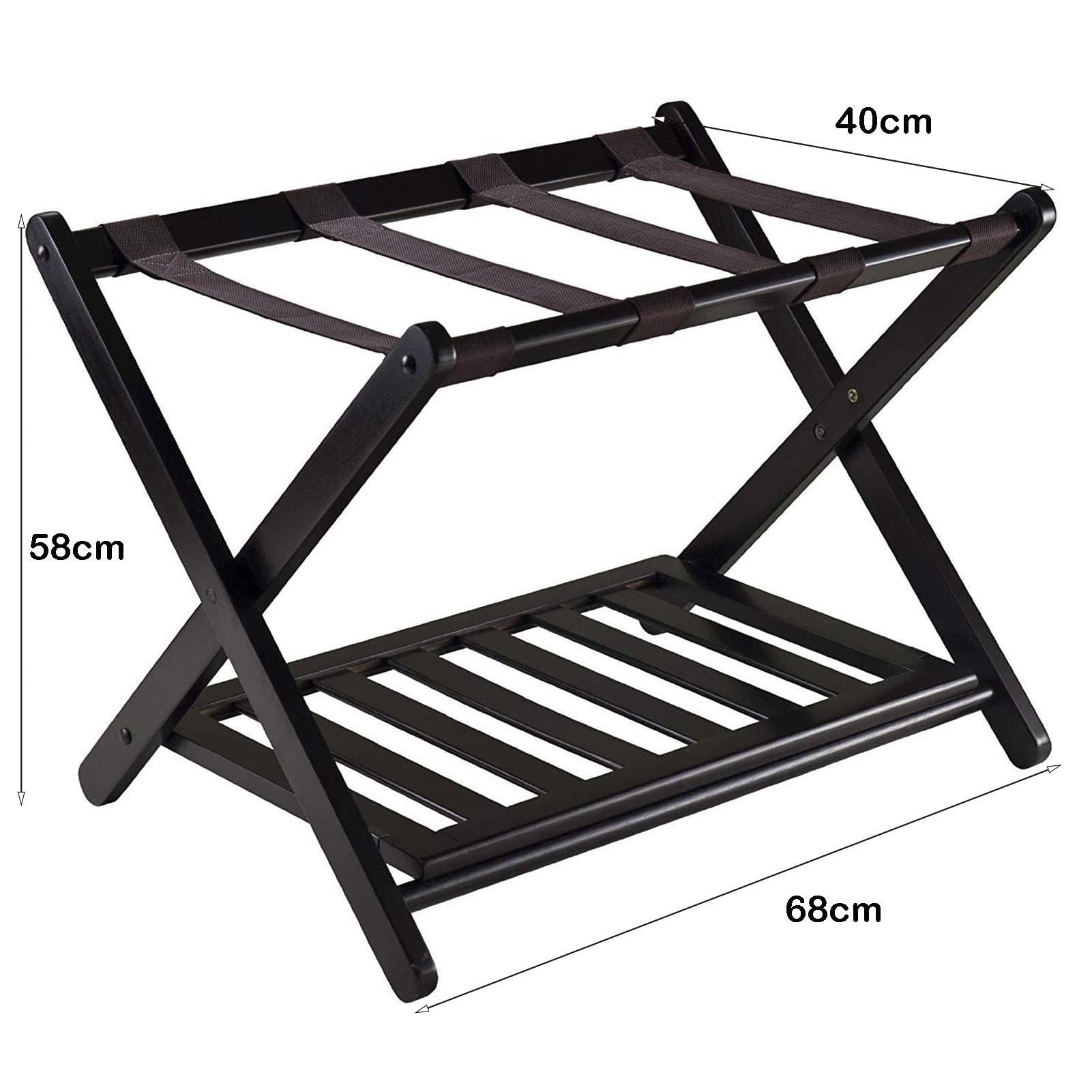 FENOKD Luggage Racks for Suitcases - Luggage Stand Rack, 2-Tier Folding Stand for Suitcase, Extended Foldable Suitcase Rack with Shoe Rack, Hotel Solid Wooden Luggage Rack,1pcs